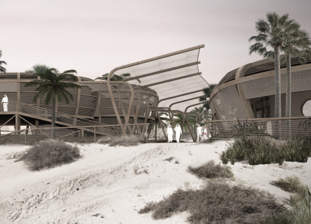 Biodiversity Academy Featuring High Thermal Mass Clay Panels and Glulam Structure