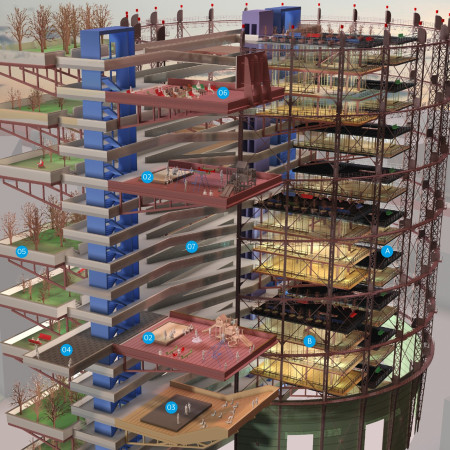 Wooden Loft Living with Integrated Urban Gardens