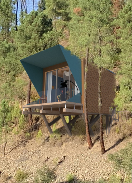 Cork-Clad Living Space with Glulam Framework for Sustainable Living