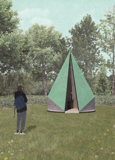 Perforated Copper Shelter for Reflective Remembrance