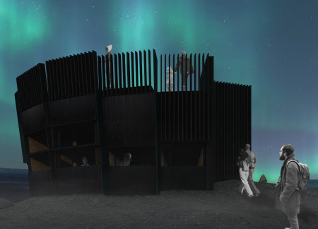 Charred Wood Pavilion Embracing Volcanic Views