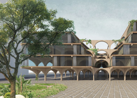 Timber Community Housing with Dynamic Floorplate Cutouts