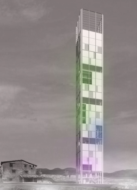 Microperforated Steel Panels and Colorful Voids in a Multifunctional Tower