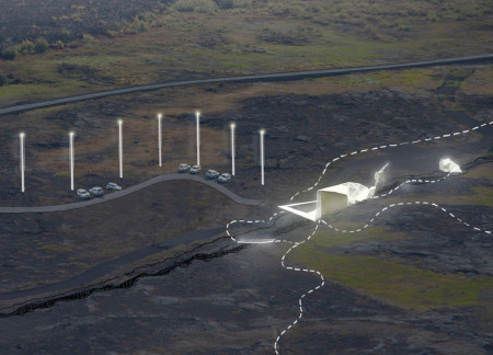 Cave Visitor Center of Aluminum and Lava Stones Above Tectonic Plates