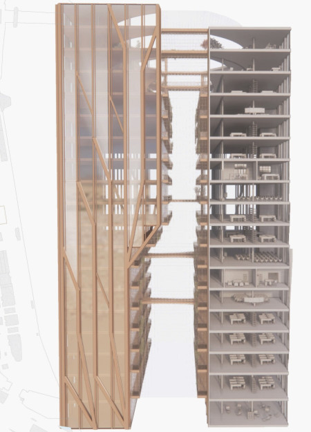 Tree-Inspired Structure Featuring Cross-Laminated Timber and Glulam Beams