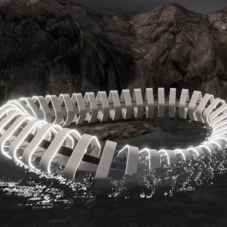 Floating Pavilion with Latticed Aluminum and Nylon Chambers