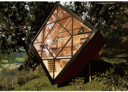 Solar-Powered Retreat with Cubical Forms and Spacious Terrace