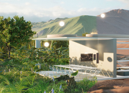 Floating Elements in a Modular Workspace with Interactive Lighting