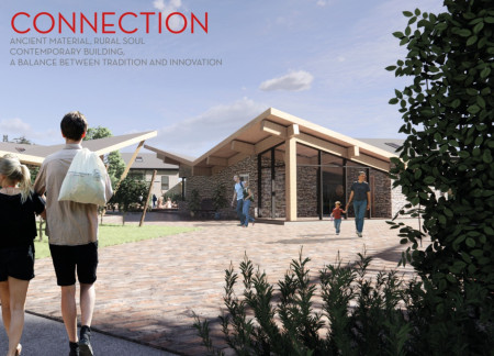 Earth Infill and Xlam Panels in a Two-Level Guesthouse Embracing Community Living