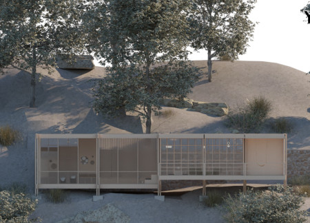 Ceramic-Tiled Sanctuary with Central Green Heart for Mindful Practices