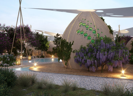 Terraced Eco-Lodges Crafted from Local Clay with Integrated Green Spaces