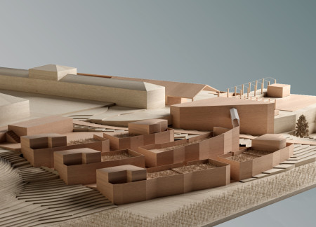 Green Roof Community Built with Local Stone and Terracotta