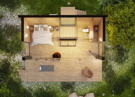 Charred Wooden Shingles and Large Glazing in a Forest-Integrated Dwelling