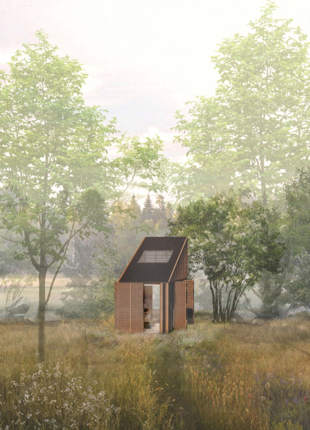 Timber Cabin with Tapered Roof for Mindful Retreats