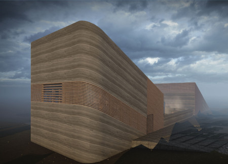 Rammed Earth and Chainmail Pathways in a Nature-Inspired Visitor Retreat