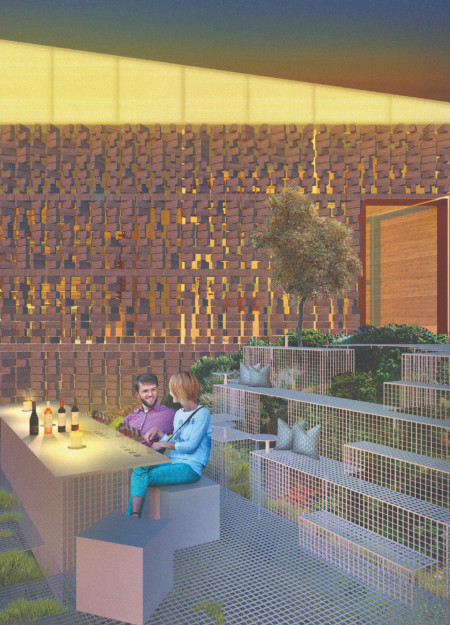 Kinetic Brick Facade with Polycarbonate Roof Anchors Wine Experience in Scenic Landscape