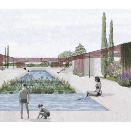 Perforated Steel Sunshade Framing Guesthouses in the Umbrian Landscape