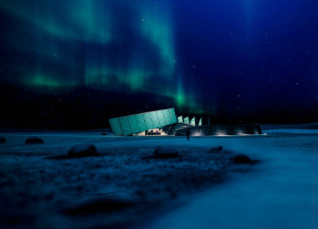 Patinated Copper Cladding Framing Crater Views for Contemplation Space