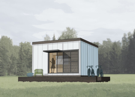 Translucent Polycarbonate Envelope in a Compact Timber Micro-House