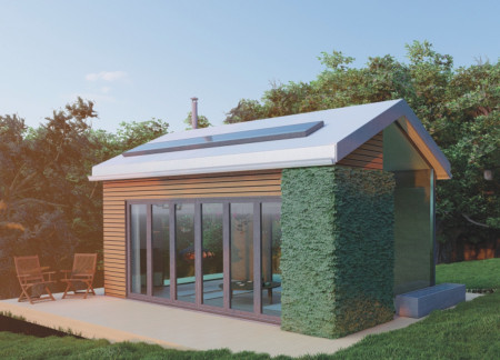 Mud Plaster Walls and Green Canopy over a Tranquil Meditation Space