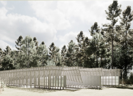 Limestone Niches Under Fiberglass Canopies for Reflective Remembrance