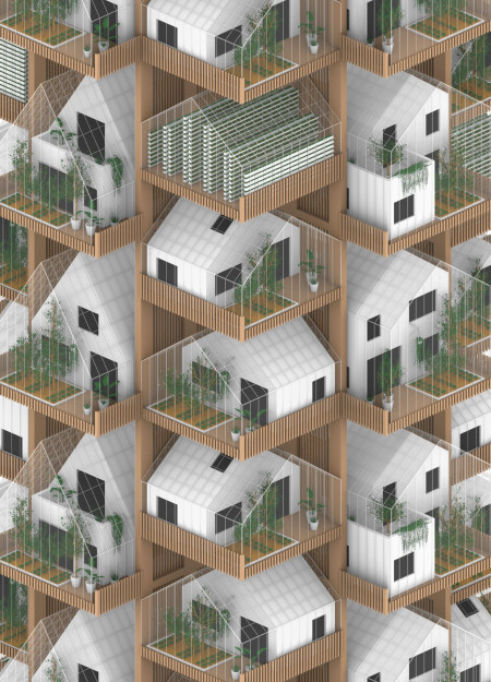 Hydroponic Living Boxes Within a Timber Eco-Village