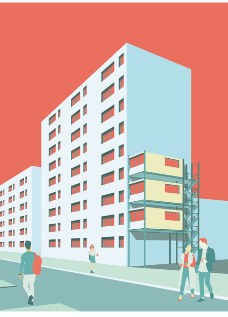 Vertical Expansion with Fiber Cement and Wooden Additions for Urban Housing