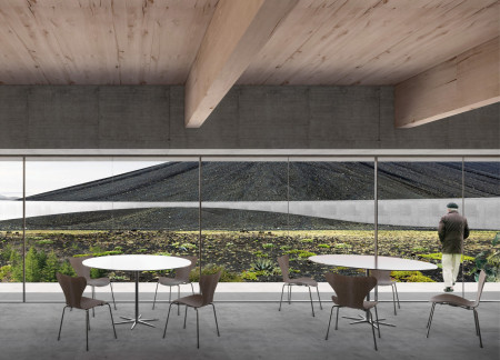 Timber Structure with Wool Insulation and Circular Courtyard at Volcano Footprint