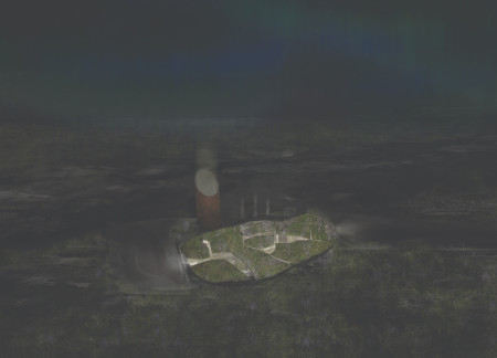 Lichen-Covered Roof Plates and Corten Steel Form a Dynamic Observation Shelter