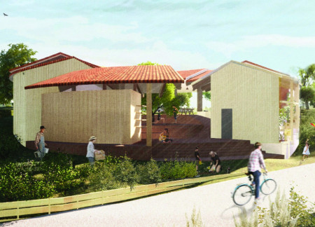 Circular Design Featuring Permeable Spaces and a Tile Roof for Communal Living