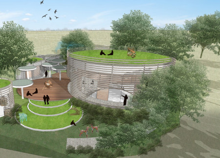 Recycled Bricks and Green Roofs in a Community-Centered Space