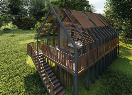 Charred Wooden Shingles and Local Materials Infuse Community Spaces with Environmental Sensitivity