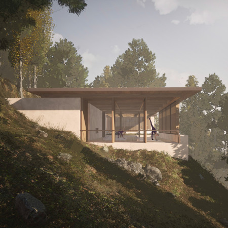 Rammed Earth Retreat with Engawa Pathway and Native Garden