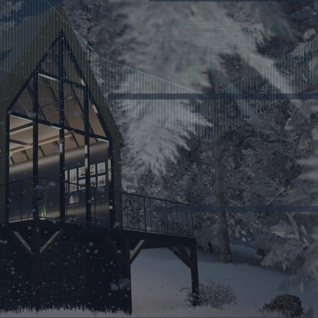 Rainwater-Collecting Microhome with Earth Insulation and Wooden Beams