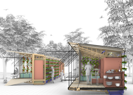 V-Shaped Greenhouse with Integrated Hydroponics for Sustainable Living