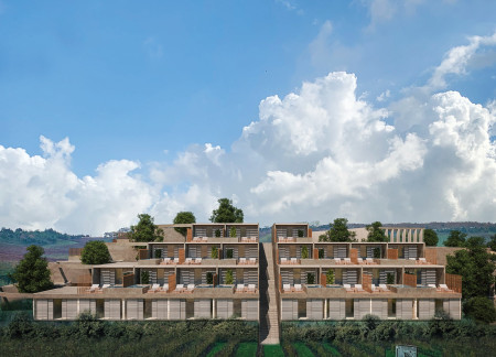 Waterfall Pools and Circular Rings in a Vineyard Retreat