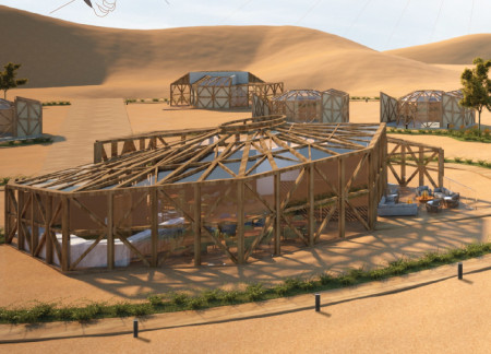 Hanging Beds and Acrylic Views in Sustainable Desert Lodges