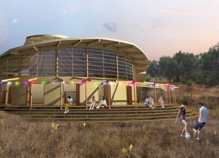 Hemp Insulation and Clay Structure Create a Flexible Community Space