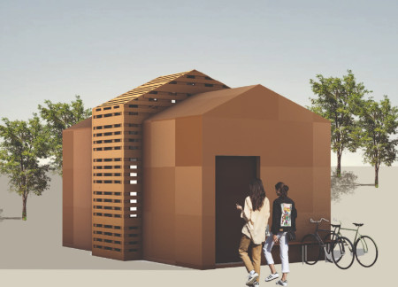 Cork and Plywood Homes Embracing Nature in a Compact Urban Village