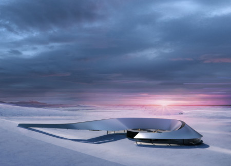 Reflective Cladding Enhances Gathering Space with Views of M&yacute;vatn Crater