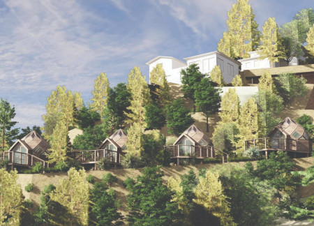 Natural Stone and Wood Retreat Embracing Sacred Geometry for Wellness