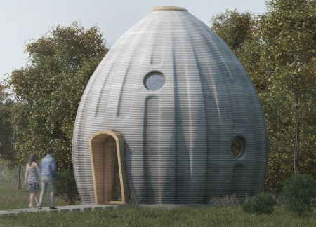 Egg-Shaped Micro-Home with Photovoltaic Yarn and Water Management System