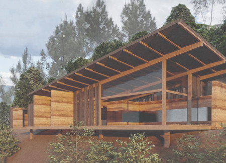 Rammed Earth Walls and Open-Air Showers in a Nature-Connected Yoga Studio