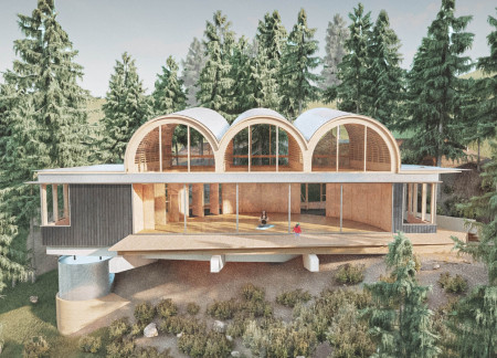 Cantilevered Retreat of Cross-Laminated Timber Embracing Nature