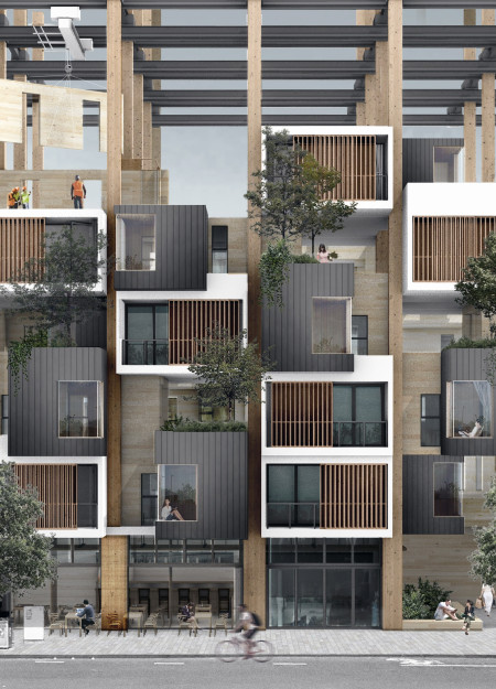 Vertical and Flexible Living with Modular CLT Homes using Overhead Crane Technology