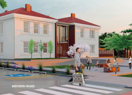 Community Hub Featuring Subterranean Spaces and Water Elements