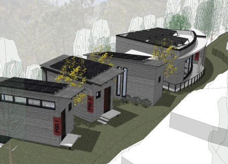 Elevated Volumes with Green Corridors and Natural Ventilation