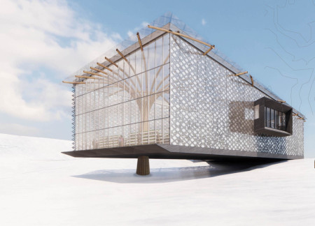 Diamond-Coated Greenhouse with Steel Cladding for Sustainable Dining