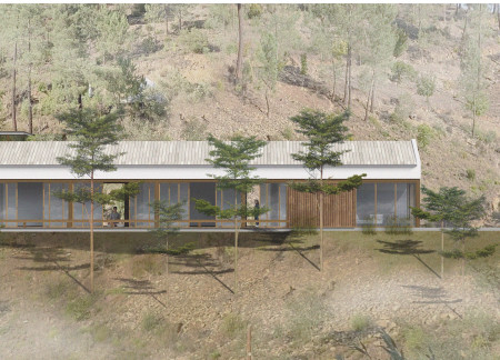 Cork Insulation and Brick Walls Define a Tranquil Yoga Retreat