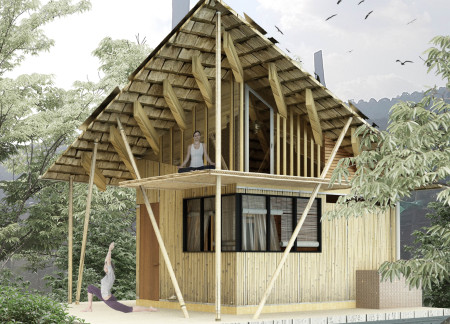 Elevated Bamboo Huts Offering Nature-Centric Community Spaces